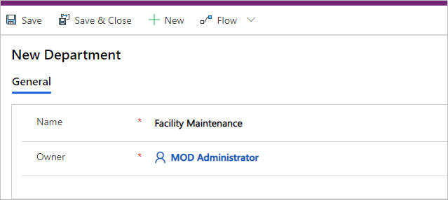 A screenshot showing the change in name to facility maintenance