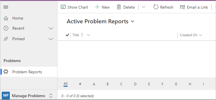 A screenshot of the active problem reports page