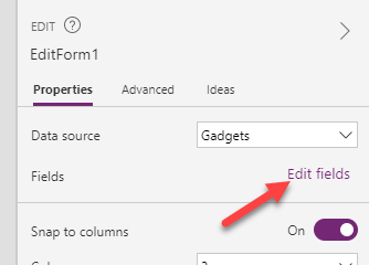 A Screenshot with an arrow pointing to the edit fields button