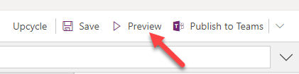 A screenshot with an arrow pointing to the Preview button