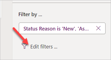 A Screenshot with an arrow pointing to the edit filters button