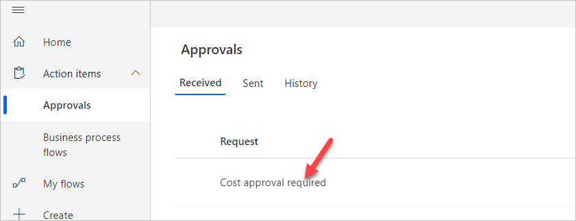 A Screenshot with an arrow pointing to the cost approval required request