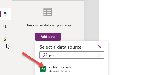 Select data table - screenshot