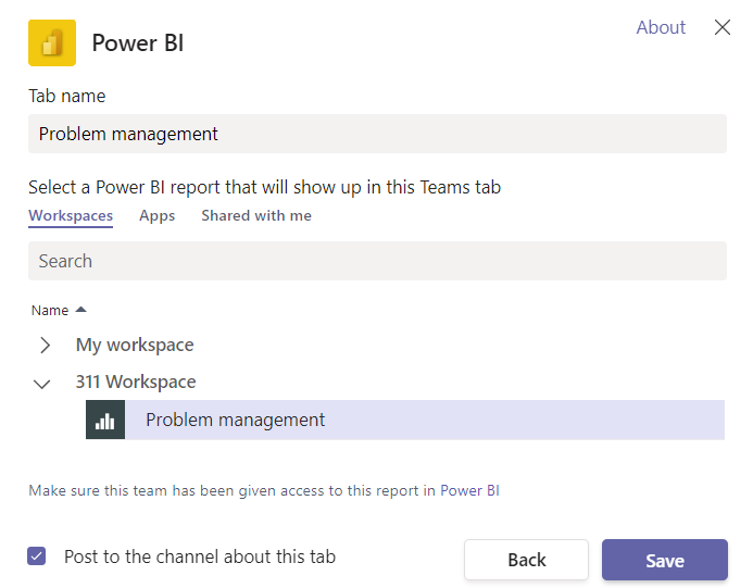 A screenshot of a prompt to which appears once you select Power BI
