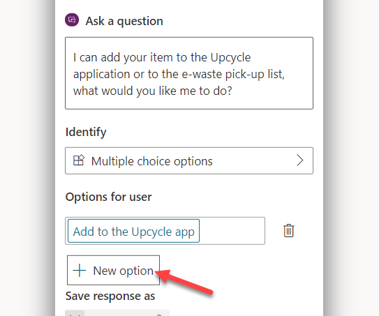 A Screenshot with an arrow pointing to the new option button