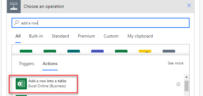 A screenshot with a box around the add a row into a table button