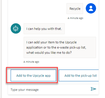 A screenshot with a box around the add to the upcycle app