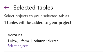 Add table objects.