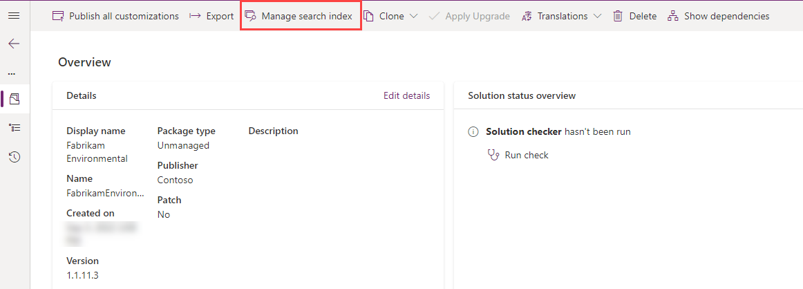 Manages search index on solution.
