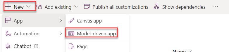 Create model-driven application - screenshot