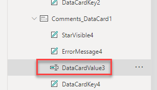 Select data card - screenshot