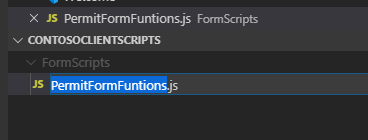 permit form functions JavaScript file - screenshot