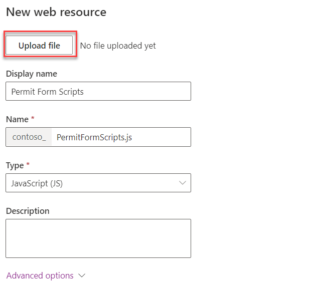 New web resource form - screenshot