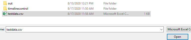 Select CSV file - screenshot