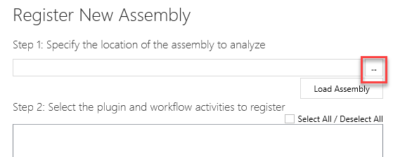 Register new assembly - screenshot