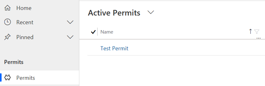Permits list - screenshot