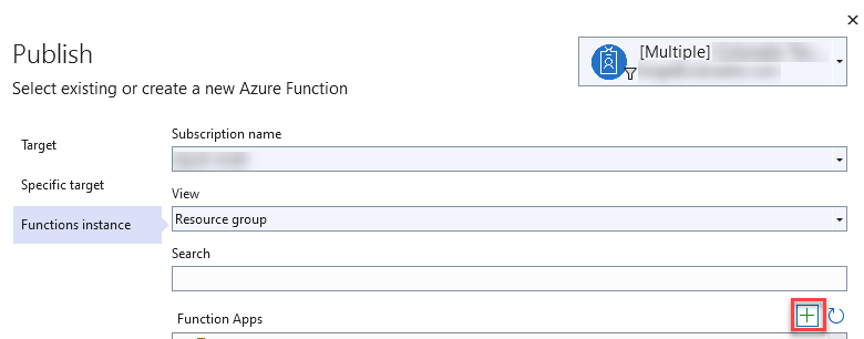 Create Azure function app - screenshot