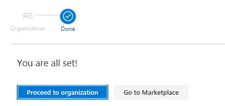 Proceed to organization - screenshot